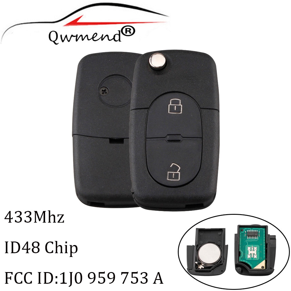 2Buttons Remote Key Keyless Fob For VW 1J0959753A 433Mhz For Volkswagen Golf MK4 Passat 1998 1999 2000 2001 Original key