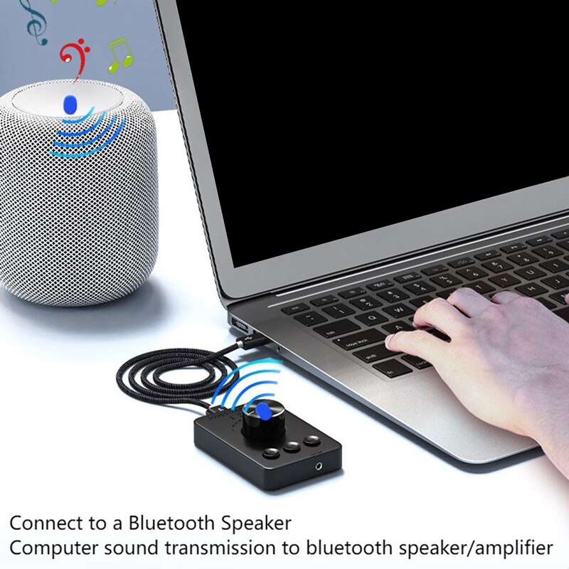 USB Volume Controller, External USB Sound Card, Bluetooth 5.1 Transmitter, Driver-Free (For Windows Xp and Above)