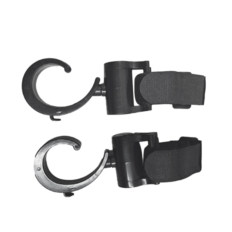 2 piezas/accesorios de sillas de bebé Multi-función ganchos cochecito colgadores con forma de gancho bolsas bolsa de mamá ganchos giratorios 360-Degre
