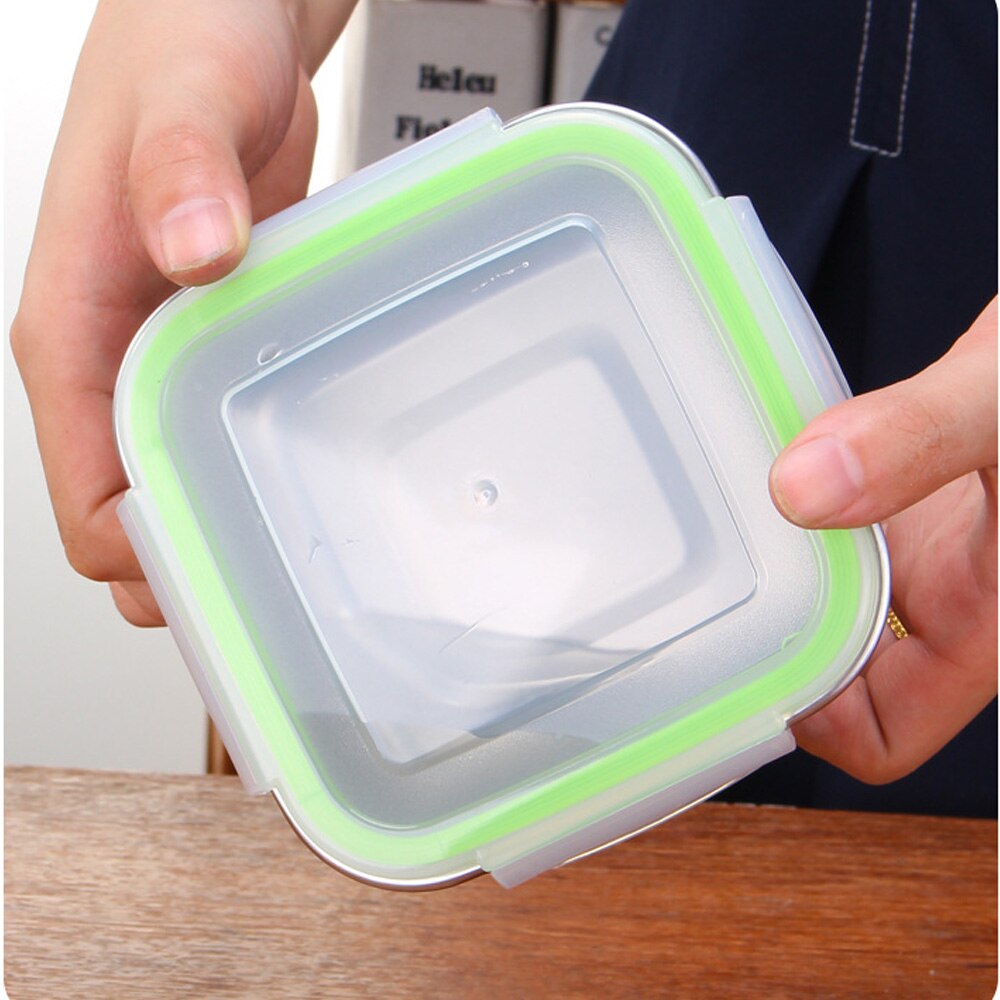 Stainless Steel Food Container Lunch Box Sealed Fresh-keeping with Lid Metal Bento Box Stock for Student Kids Dinnerware