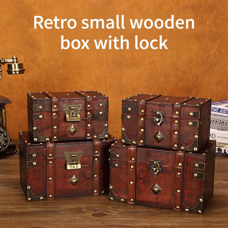 European Retro Wooden Storage Box Square Jewelry Planner Box Props Storage Crafts Desk Accessories Organizer Storage Stationery