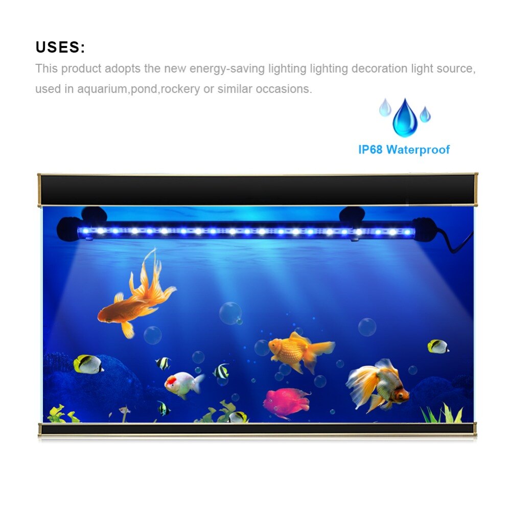 EU Plug Aquarium Light 19-49CM 5050 RGB LED Aquarium Lighting Fish Tank Submersible Light Lamp Waterproof Underwater LED Lights
