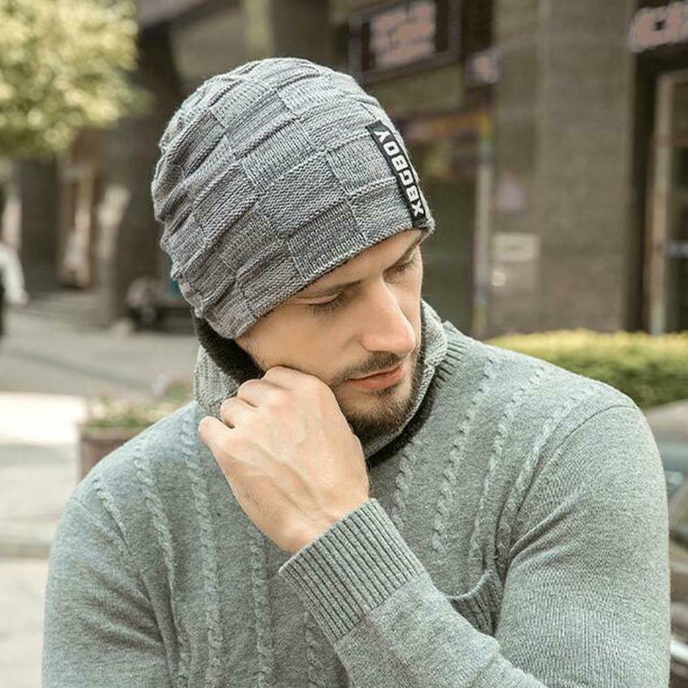 Vinter varmt uld tørklæde + beanies hat hætter mænd kvinder skullies hatte tørklæde 2 stk sæt: Grå