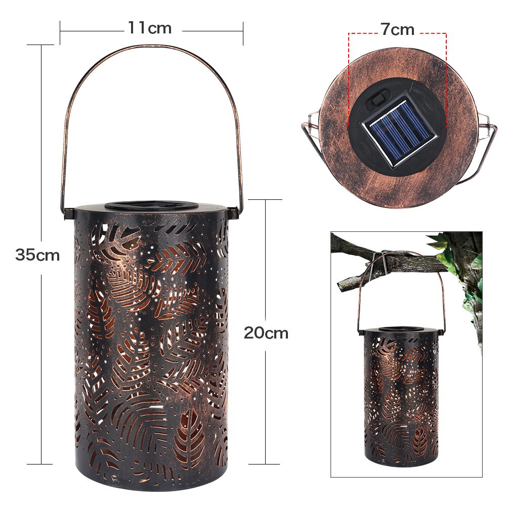 Udendørs sollygte lys hængende lys metal blad mønster lys havelampe til terrasse udenfor eller bordlampe