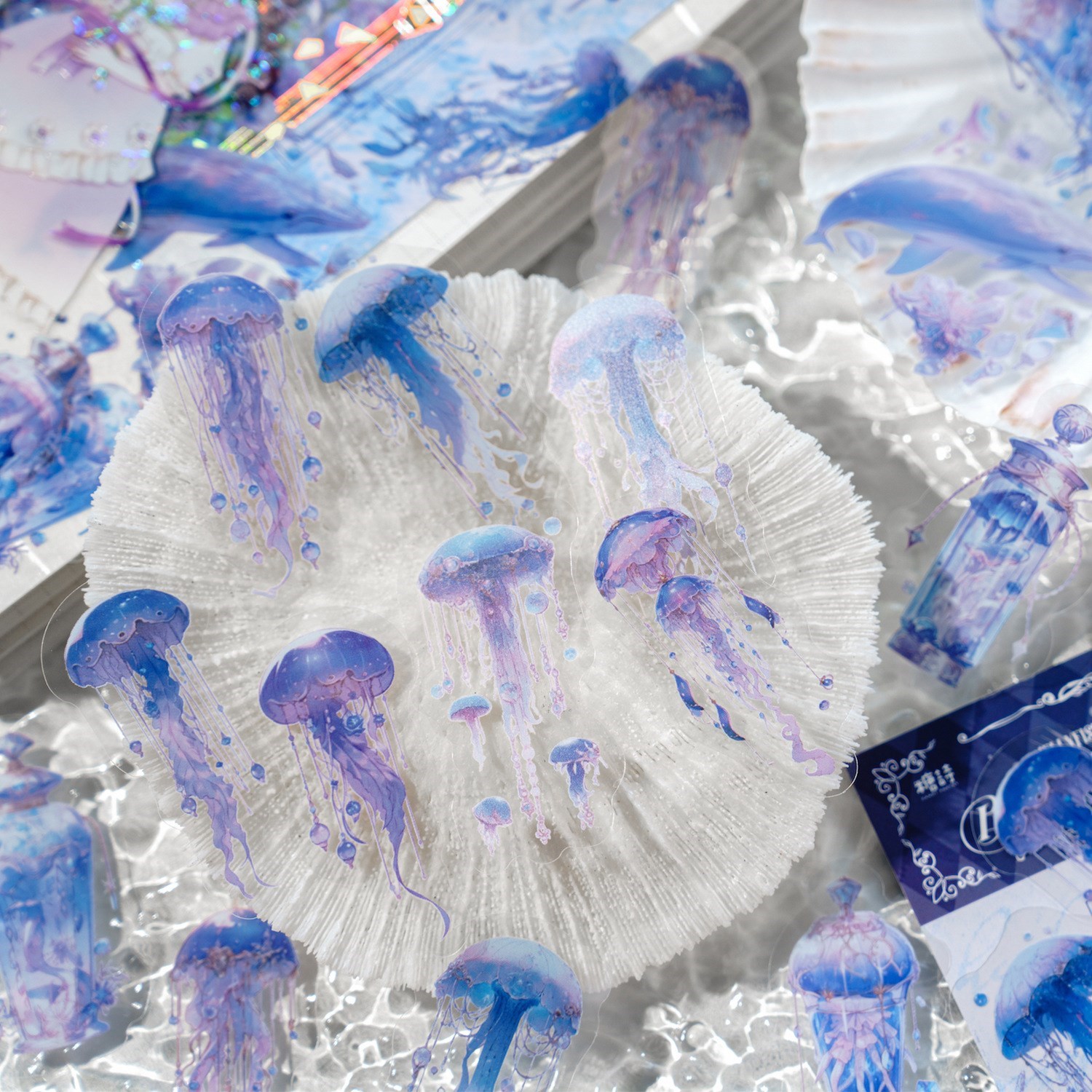 impostato di 40 adesivi con meduse carine, decalcomanie decorativo impermeabili trasparenti in animale domestico per scrapbooking, album, diario, pianificatore