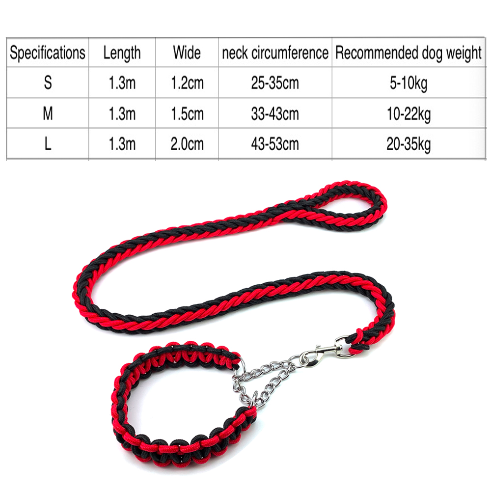 Nylon Braided Dog Collar And Leash Set Traction Rope For Small Medium Large Dog Leash Chien Pitbull Bull Terrier Pet Accessories