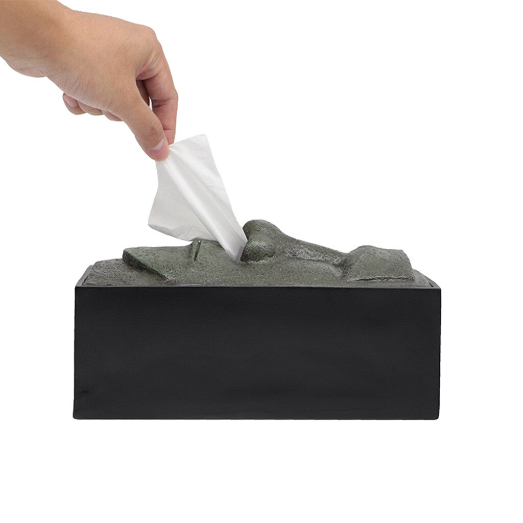 Tissue Storage Box Head Facial Tissue Box Holder Cover Dispenser Face Easter Island Retro Home Organization Case Supply