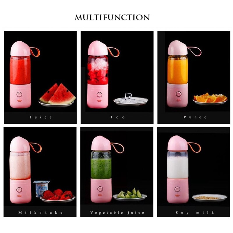 HIMOSKWA 550ML Mini Portable Fruit Juicer Extractor For Student Automatic Food Processor Puree Soy Milk Jam Smoothie Crusher 5V