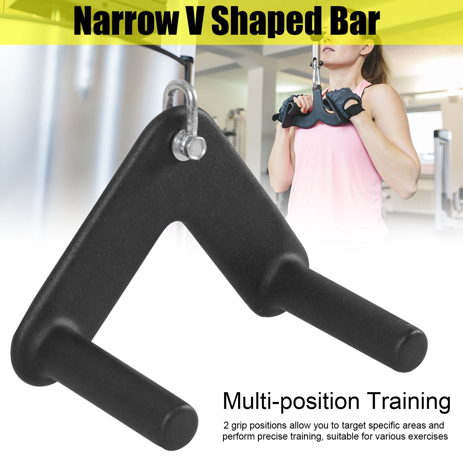 V Shaped Press Down Bar Multi Gym Weight Lifting Workout V-Bar 360 Rotating Rowing Machine Bar Pully Cable Machine Attachment
