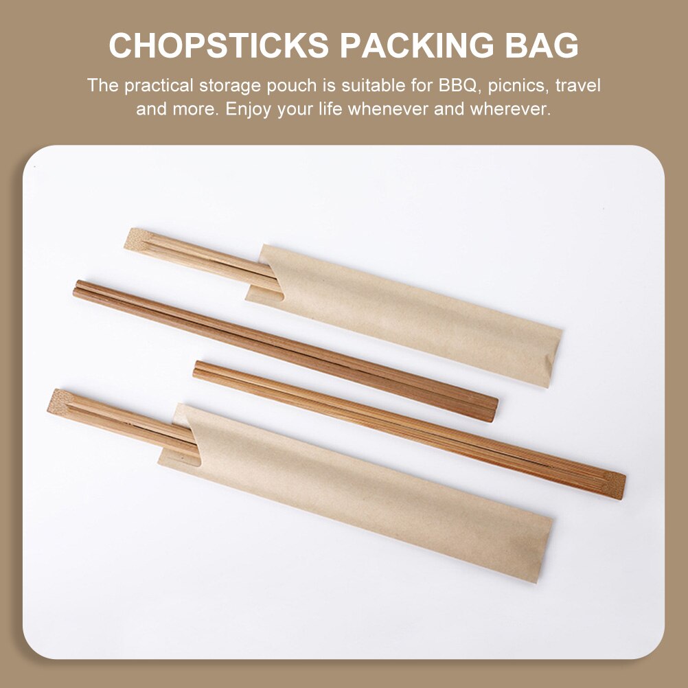 100 Stuks Wegwerp Lepel & Stokjes Zakjes - Waterdicht Kraftpapier Bestekhoezen