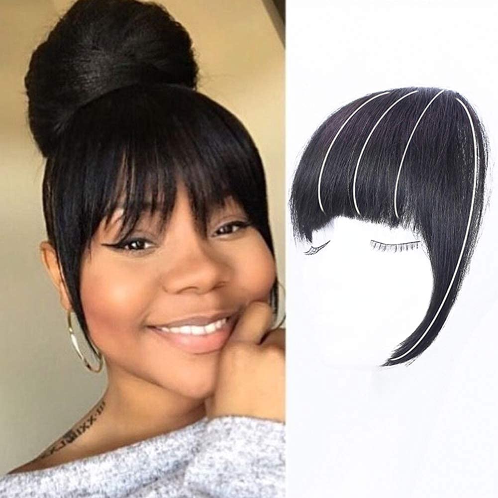 G & T Perruque Synthétique Frange Bouclée pour Femmes Noires Court Afro Crépus Bouclés Frange Clip en Frange (1B, Frange Unique) Utilisation Quotidienne: Couleur naturelle