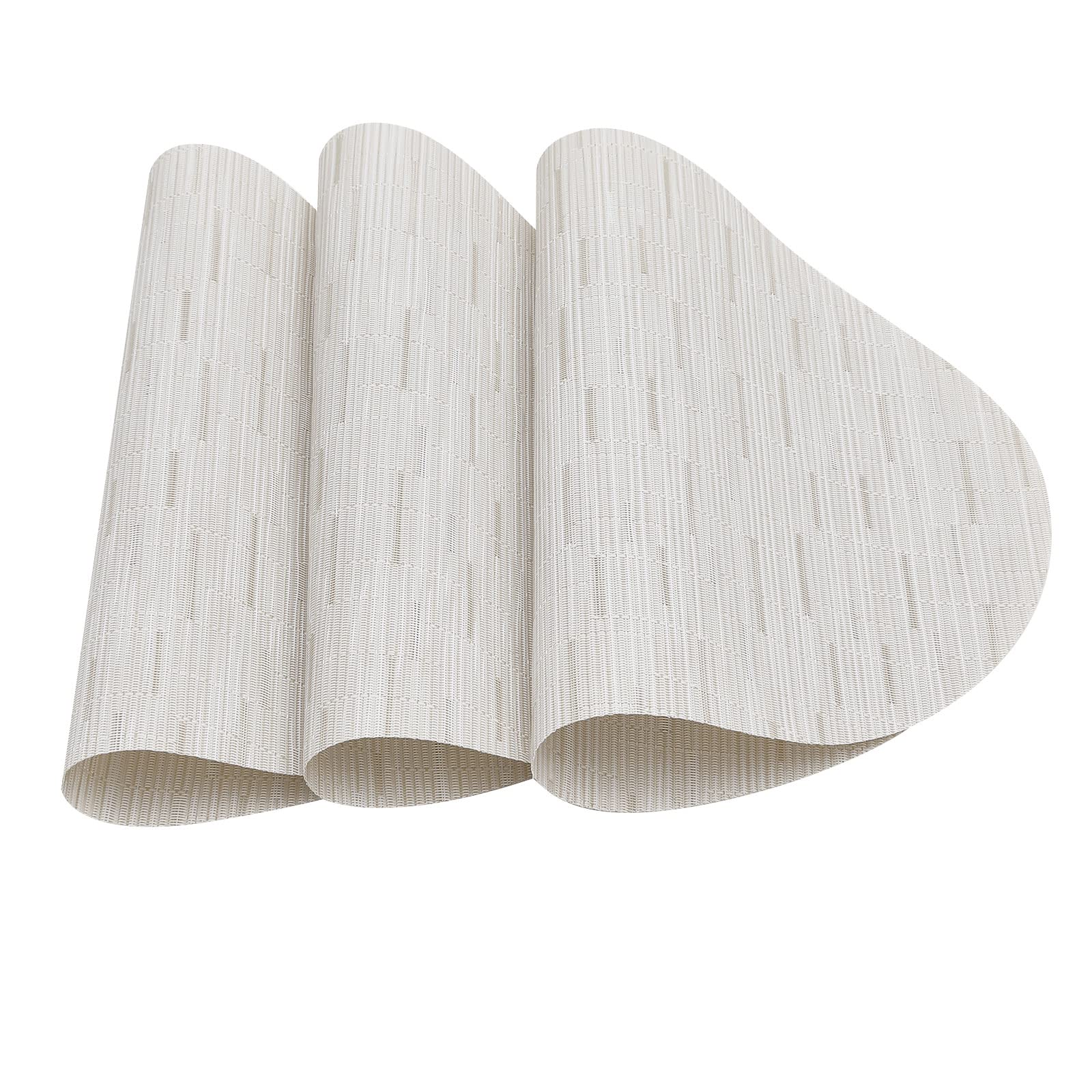 Oval Placemats Set of 4,PVC Vinyl Weave Place Mats,Wipeable Dining Table Placemats,Heat Resistant Table Mats,Indoor and Outdoor