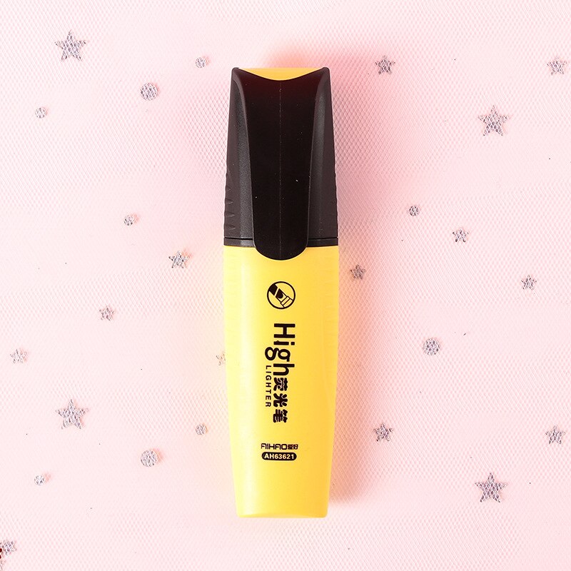 EZONE 4 Colors Fluorescent Pen Oblique Marker Pen Orange Pink Purple Yellow Kids Graffiti Highlighter Student Stationery Supply: YELLOW