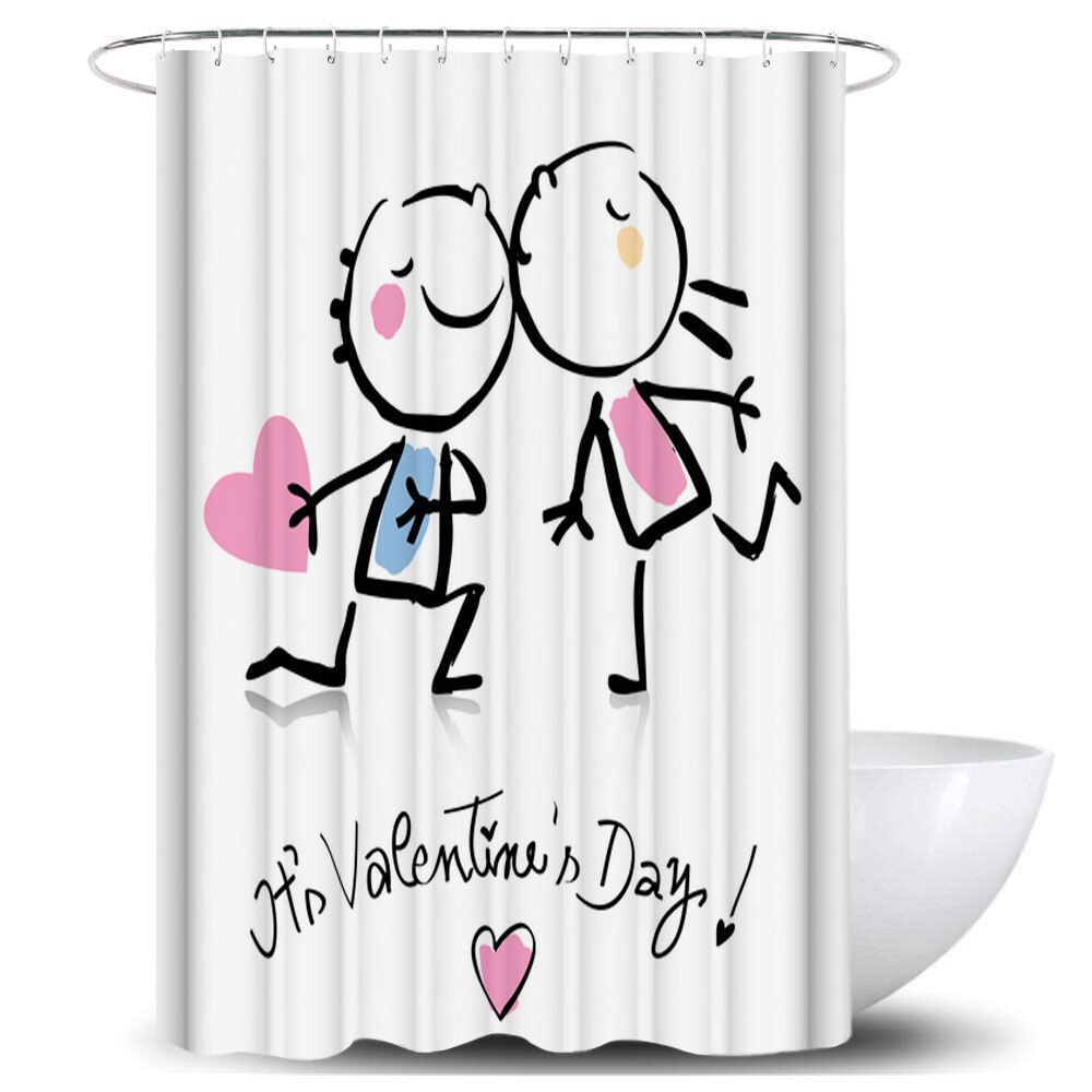 Rose lover badrumsgardin vattentät tyg duschdraperi 3d toalettöverdrag matta halkfri matta set alla hjärtans dag dekoration: C duschdraperi