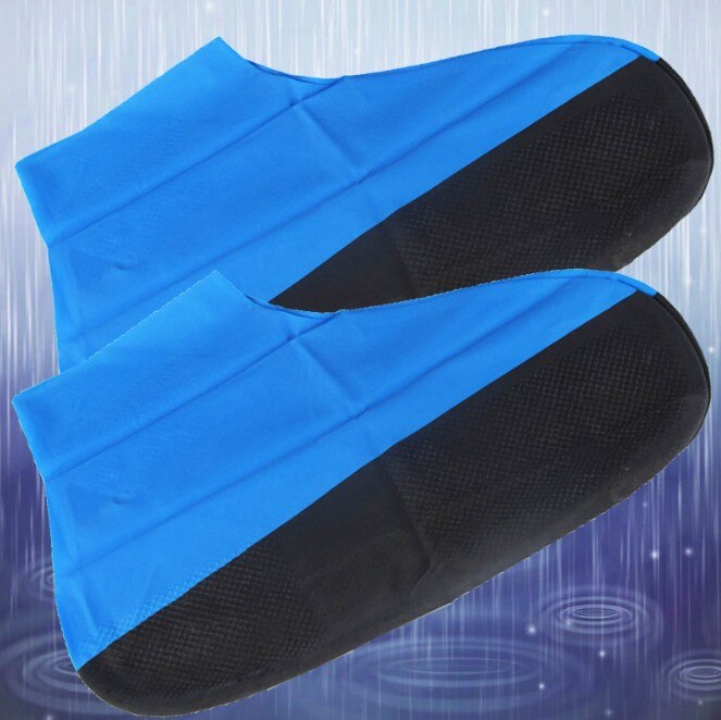 1 Pair Rubber Boots Shoe Cover Rubber Thicken Rain Reusable Elasticity Overshoes Anti-slip Waterproof Bike Boot Protector Covers: A-blue / L