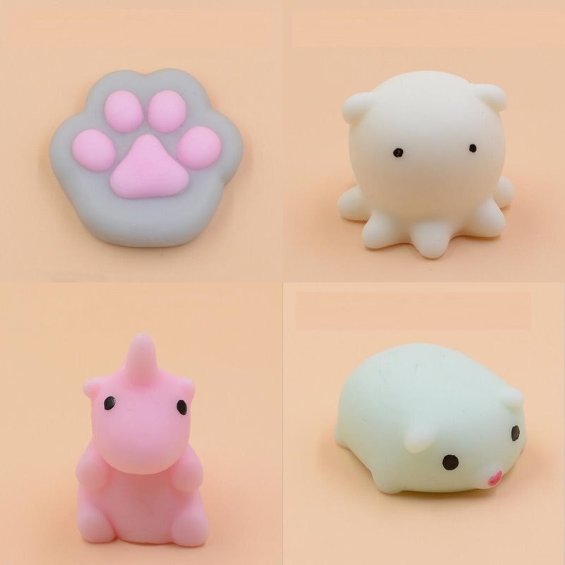 Kawaii sød mini blød silikone anti-stress squishy legetøj fidget hånd klemrem telefon knivspids dyr legetøj gummi squishes