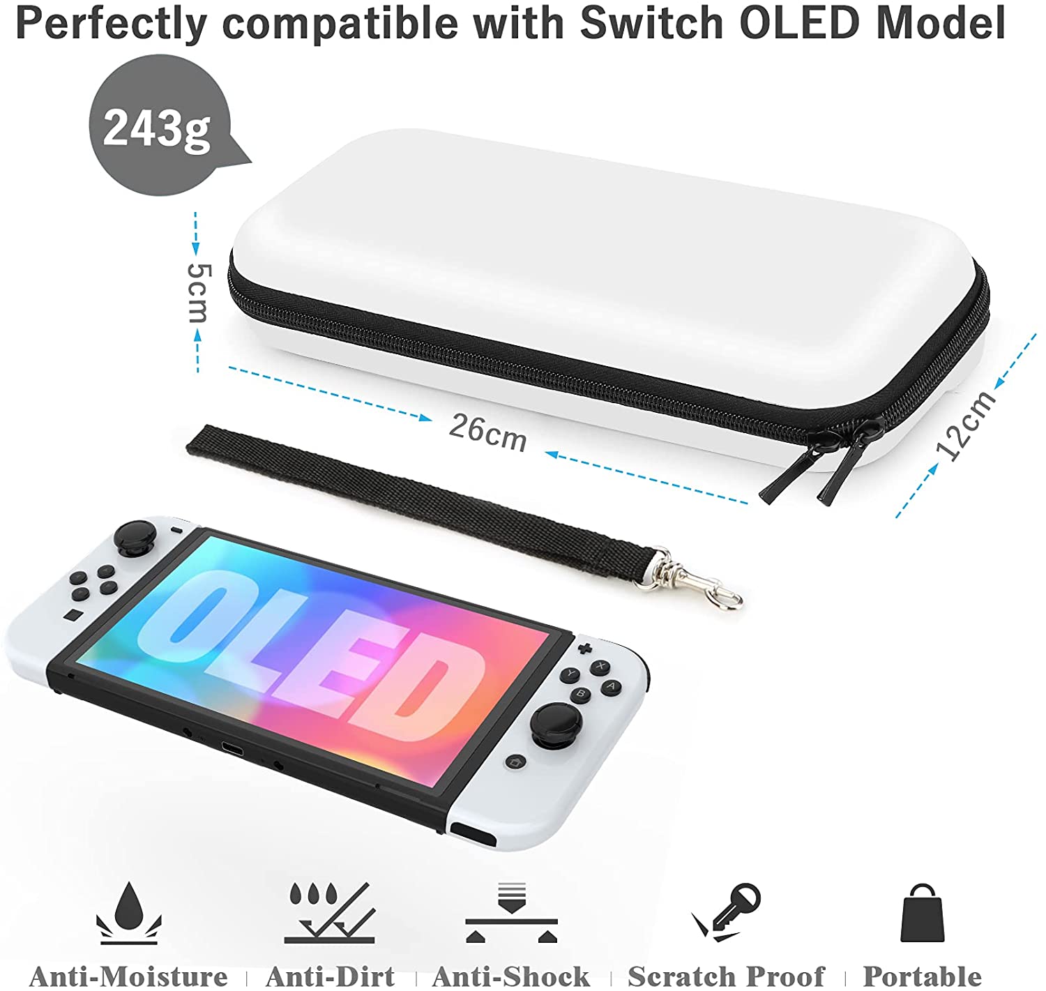 HEYSTOP Nintendo Schalter OLED Modell Tragetasche, 9 in 1 Zubehör Bausatz für Nintendo Schalter OLED Modell