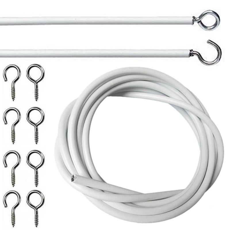 Gordijn Touw Verschillende Specificaties Van Pvc Wit Lente Plastic Gecoat Gordijn Touw Mesh Koord Gordijn Lijn Bevat Haak