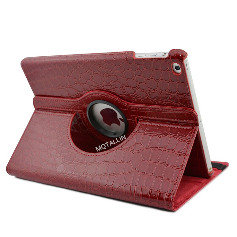 Funda con patrón de cocodrilo para iPad, cubierta de cuero abatible inteligente de grados para iPad Air 2 Air Generation, para el iPad 9,7 , 360: red-EYW