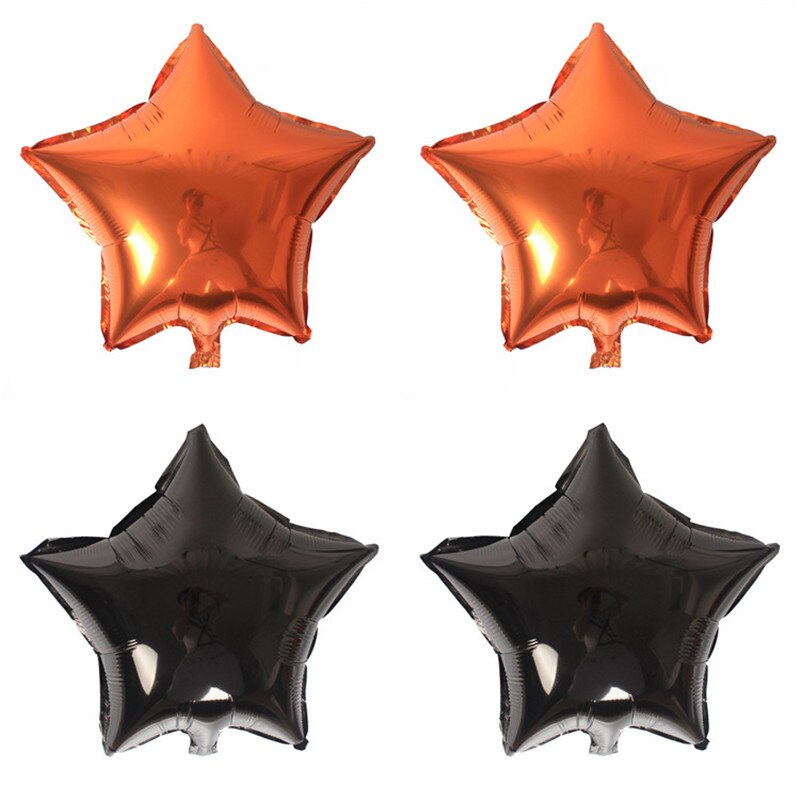 5Pcs 18Inch Stars Folie Ballonnen Oranje/Zwart Ballon Voor Birthday Party Halloween Decoratie Pure Kleur Feestartikelen