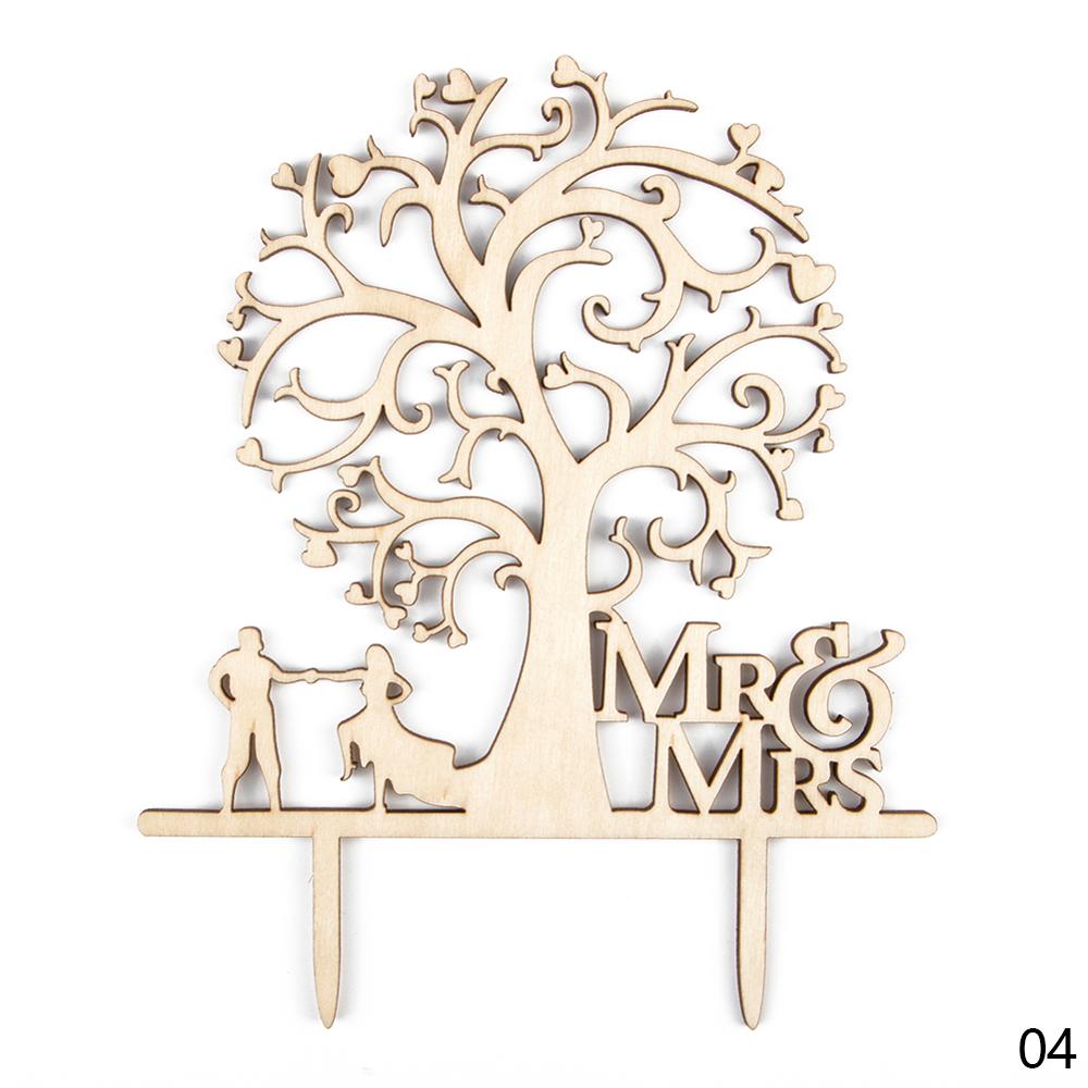 Chic romantisk kärlek mr&amp;mrs brev bröllop trätårta topper tårta bröllopsceremoni toppers förlovning tårta dekoration tillbehör: 04
