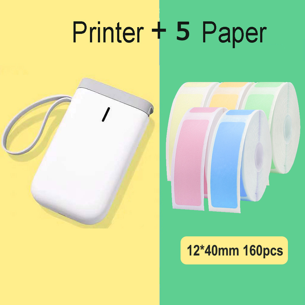 Mini langaton tarratulostin kannettava taskutarratulostin kannettava bluetooth lämpötarratulostin kotikäyttöön toimistotulostin  d11: Tulostin 5 paperisekoitus