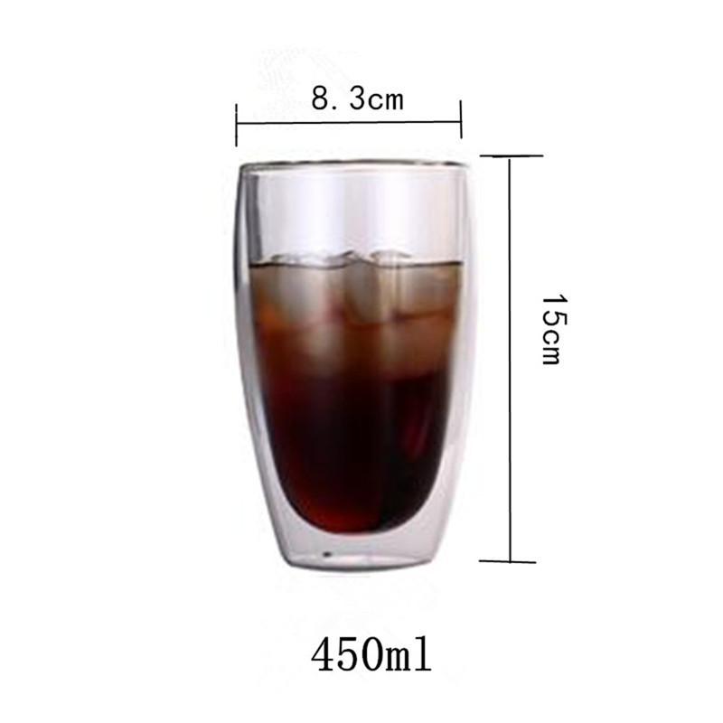 1 Pcs Double Wall Glass Cup Heat-resistant Tea Coffee Cup Handmade Beer Mug Tea Glass Whiskey Glass Cups Drinkware: F450ML