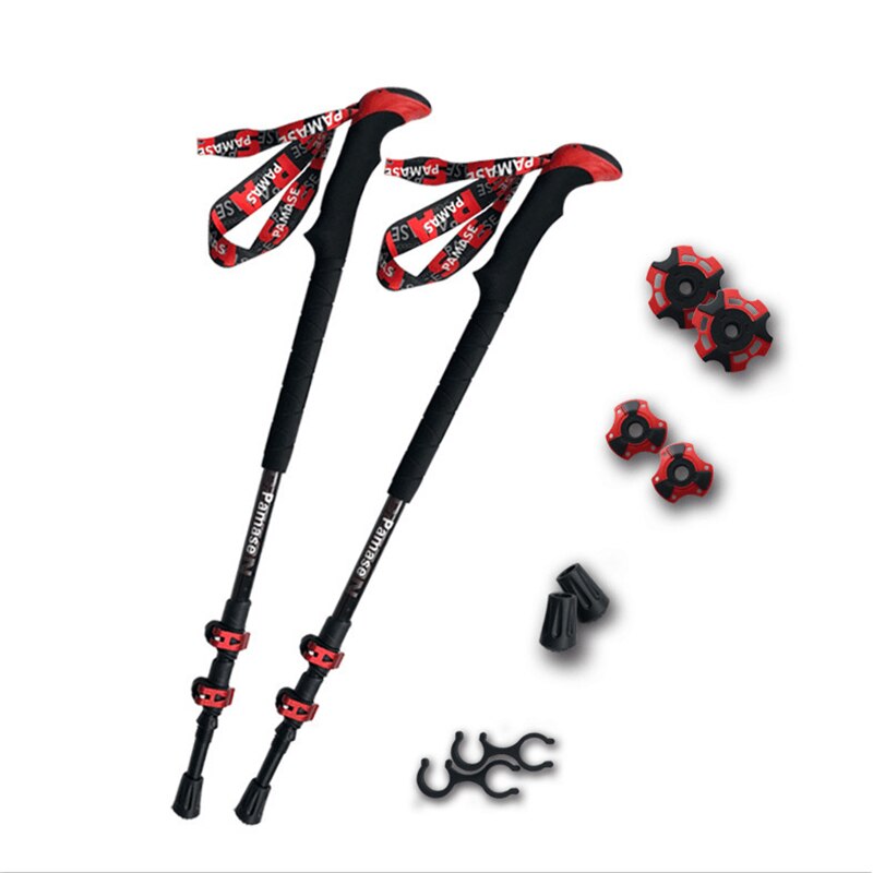 Carbon Trekking Pole PS-03 Folding Mountaineering Off-road Telescopic Cane Telescopic Three-section External Locking Cane