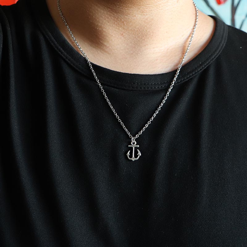 Girocollo del bambino delle donne dei monili della collana del pendente chiave dell'ancora dell'albero di lusso della catena dell'acciaio inossidabile di stile popolare per il partito dell'amica femminile: BY Anchor2