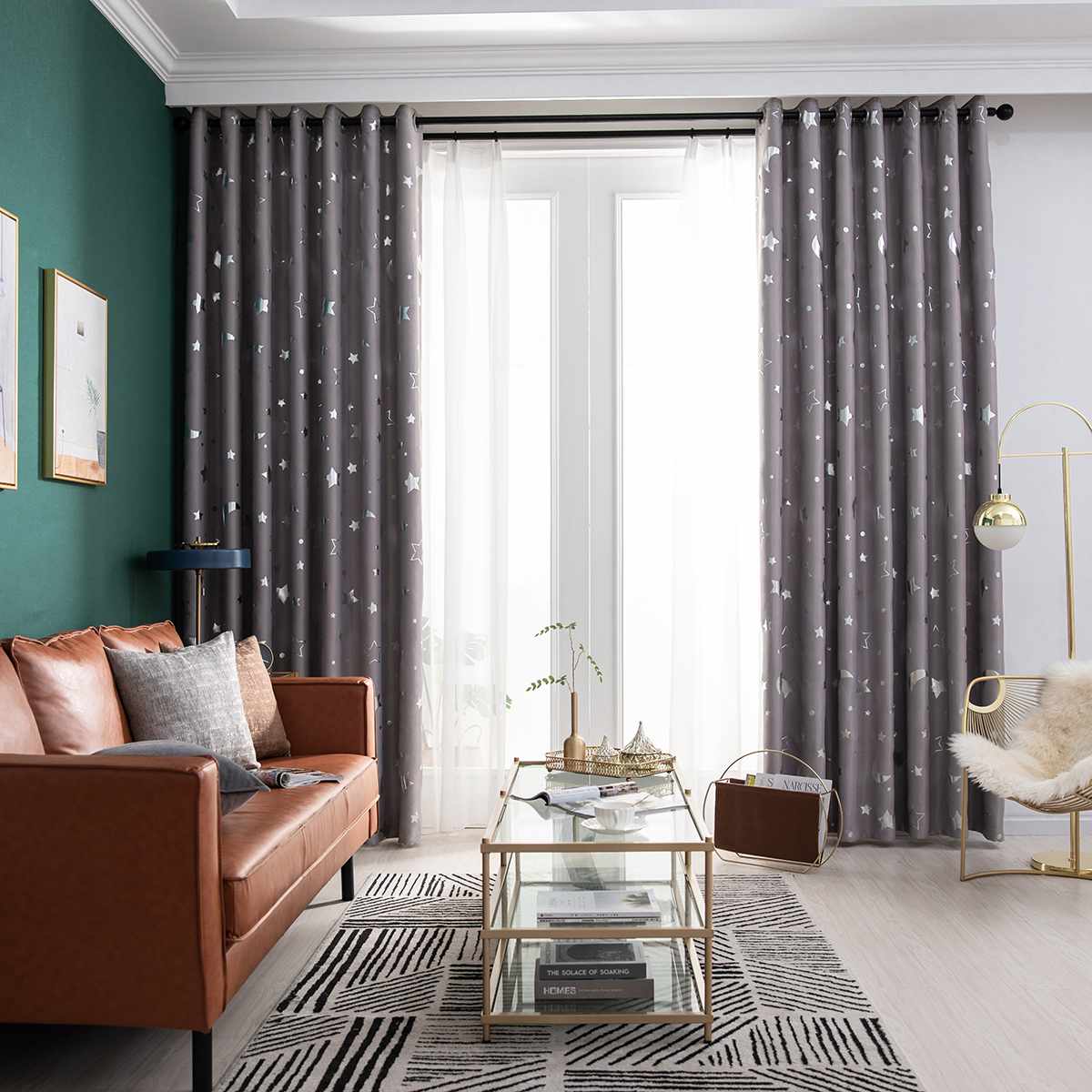 4 Kleuren Shiny Silver Moon Stars Shading Gordijnen Voor Kinderen Kind Slaapkamer Koreaanse Stijl Polyester Gordijnen Voor Woonkamer