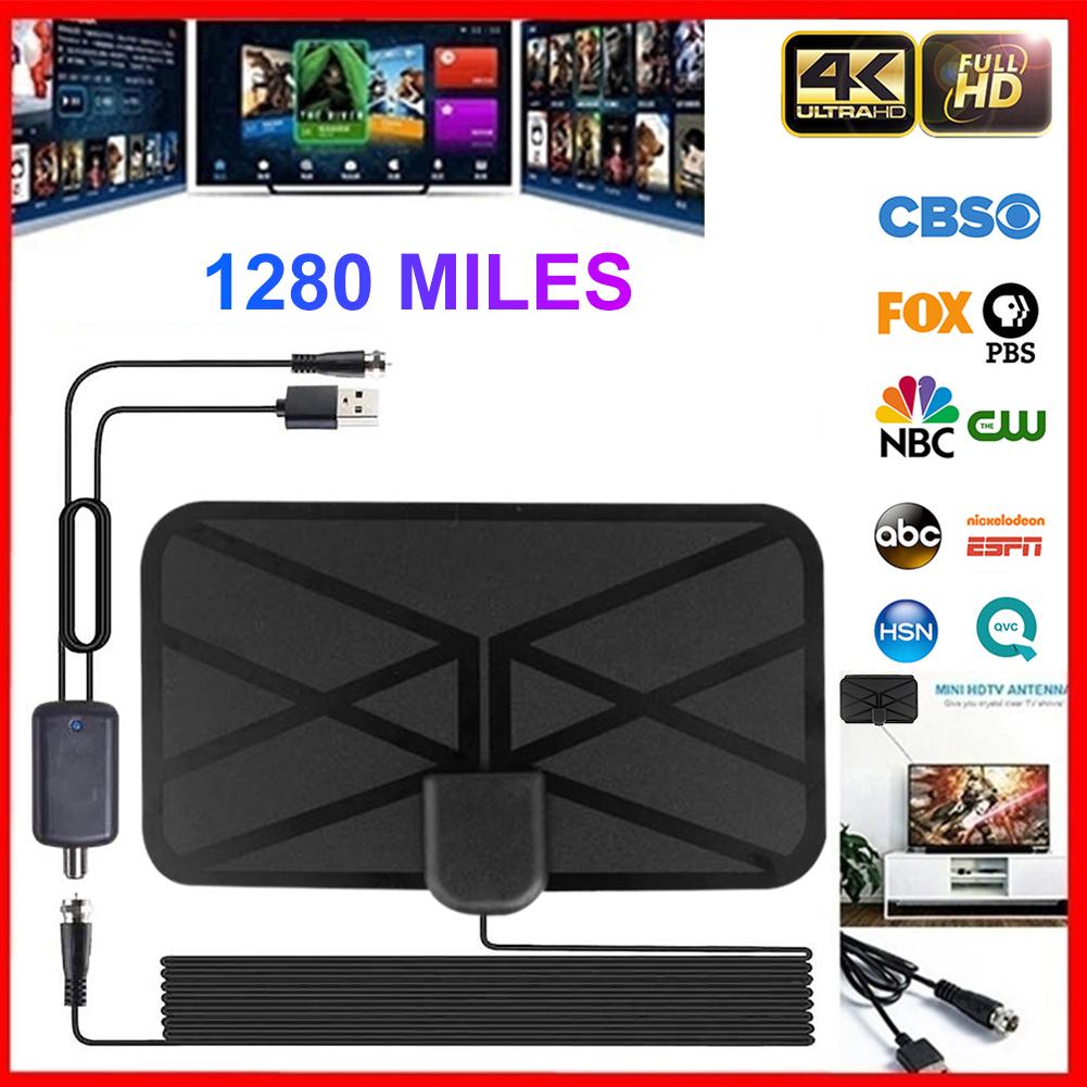 Newest Indoor 4K Digital 28db High Gain HDTV Aerial 1280 Miles HD TV Antenna With Amplified For Local Channels Broadcast