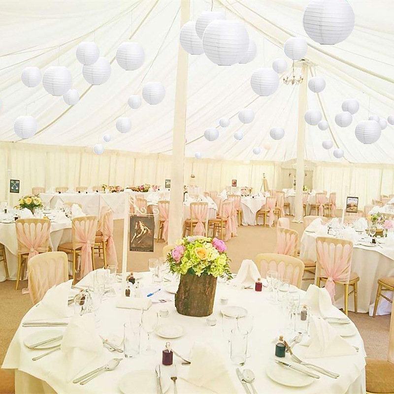 10 stücke Hochzeit Dekoration Weiß Runde Chinesische Laterne Geburtstag Dekoration Lieferungen Papier Lampe Laternen Party Decor