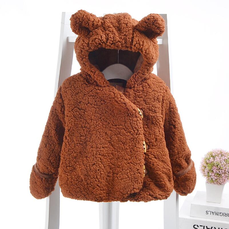 Baby meisjes winterjassen imitatiebont fleece jas kinderjas capuchon outfit kinderjas voor meisjes kleding  jw6793: Bruine babyjas / 3m