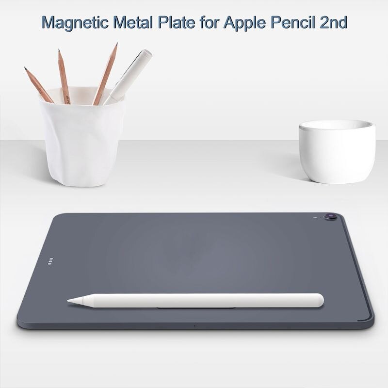 1 sæt selvklæbende magnetisk metalplade pen klistermærker cover holder greb til æble blyant 2nd tilbehør