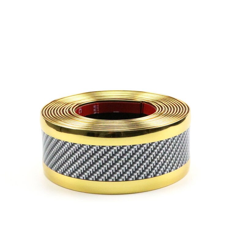 Car Rear Trunk Protector Sticker Door Sill Bumper Guard Paint Anti-Scratch Strip Carbon Fiber Stickers 1m: two-color gold