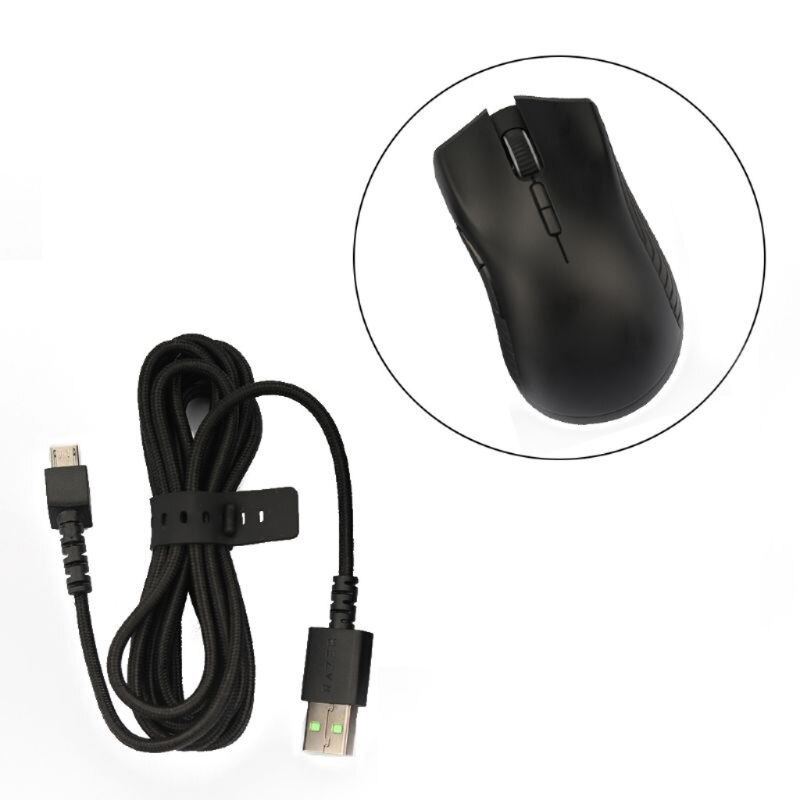 Durable Nylon Braided USB Mouse Cable Line for Razer Mamba Wireless Mouse Charger Data Cable USB Cable Short Mouse Fast Charging
