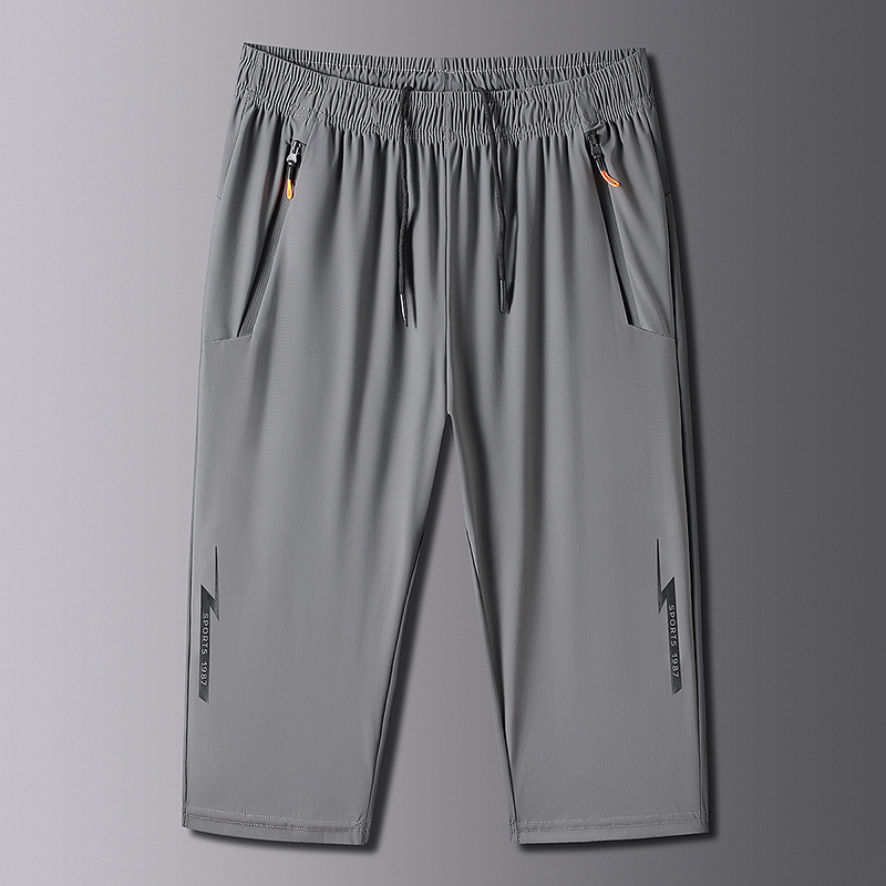 Sommer afslappede shorts herre størrelse s 8xl afslappet issilke stretch behagelig capribukser herre gym jogging snøre joggingbukser: 8xl / Grå