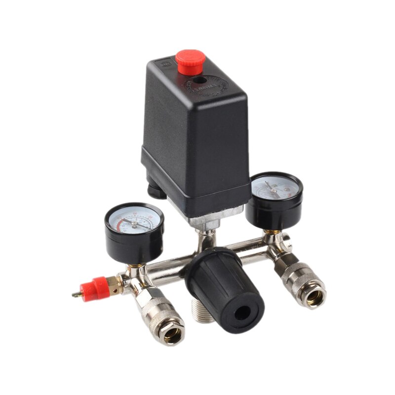 Luftkompressor pumpe trykkbryter kontroll 0.05-1.2 mpa 0-180 psi manifold avlastningsregulator reguleringsventil trykkmåler