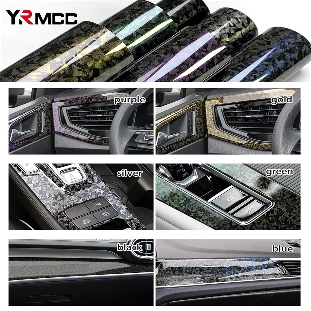 Carbon Fiber Vinyl Wrap Wasserdichtes, selbstklebendes Vinyl Auto Tuning Autoaufkleber Geschmiedete Kohlefaserfolie Autozubehör für den Innenbereich