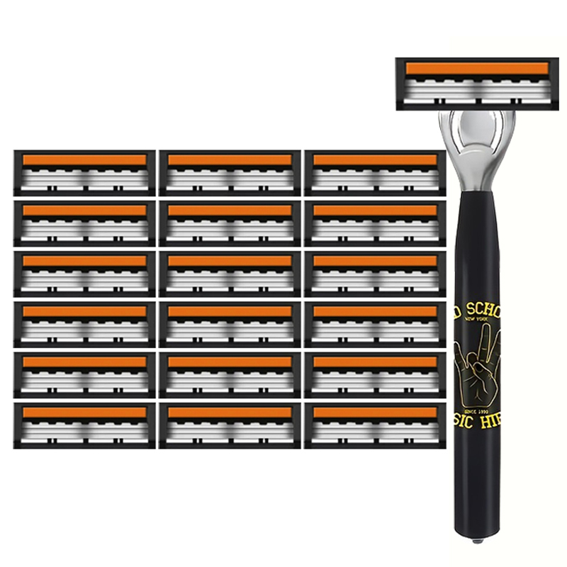 Lames de rasage pour hommes lame à trois couches rasoir de barbier rasoir de sécurité réutilisable lame importée lames de changement de tête multi-outils: Rouge