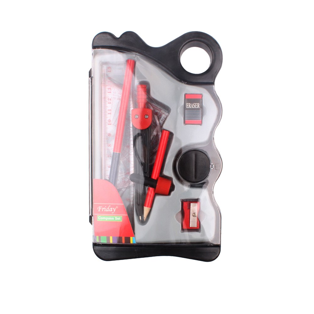 Compass Set Math Geometry Drawing Tools Includes Rulers Protractor Compass Eraser Pencil Sharpener for School Students