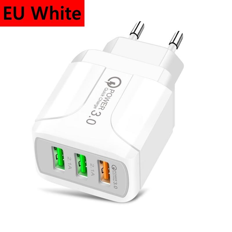 Olaf EU/Us-stecker USB Ladegerät 5A Quik Ladung 3,0 Handy Ladegerät Für iPhone 11 Samsung Xiaomi 3 port 28W Schnelle Wand Ladegeräte: Type A-EU White