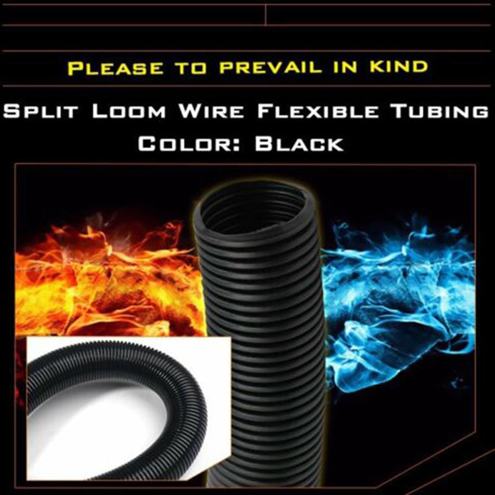 98FT 1/4\" 3/8\" Protective Tube Split Wire Loom Conduit Polyethylene Tubing Black Color Sleeve Tube 30m Home Improvement