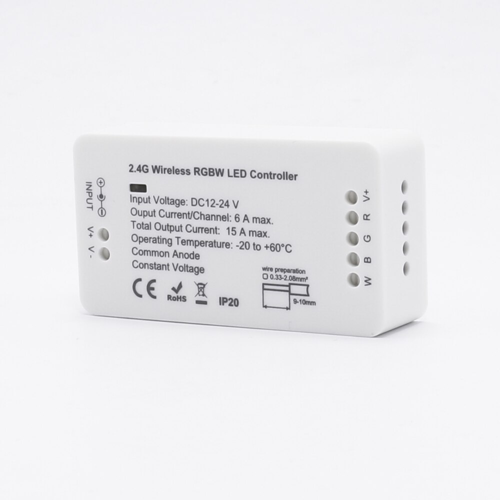 2.4G RGBW Controller,DC12V/DC24V,Color and Brightness Adjustable,for RGBW LED Strips,Spotlights,Rigid Bar light,Linear lights: 1RGBW Controller