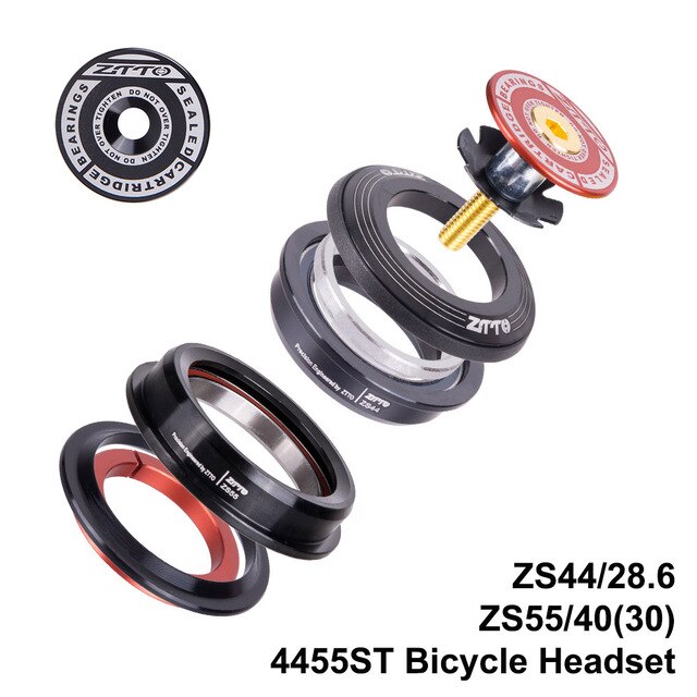 Ztto 4455ST Mtb Headset ZS44 ZS55 Tapered Straight Universal 1.5 Inch 28.6Mm Vork Nul Stack Geïntegreerde Met Cups Road fiets: 4455ST RED