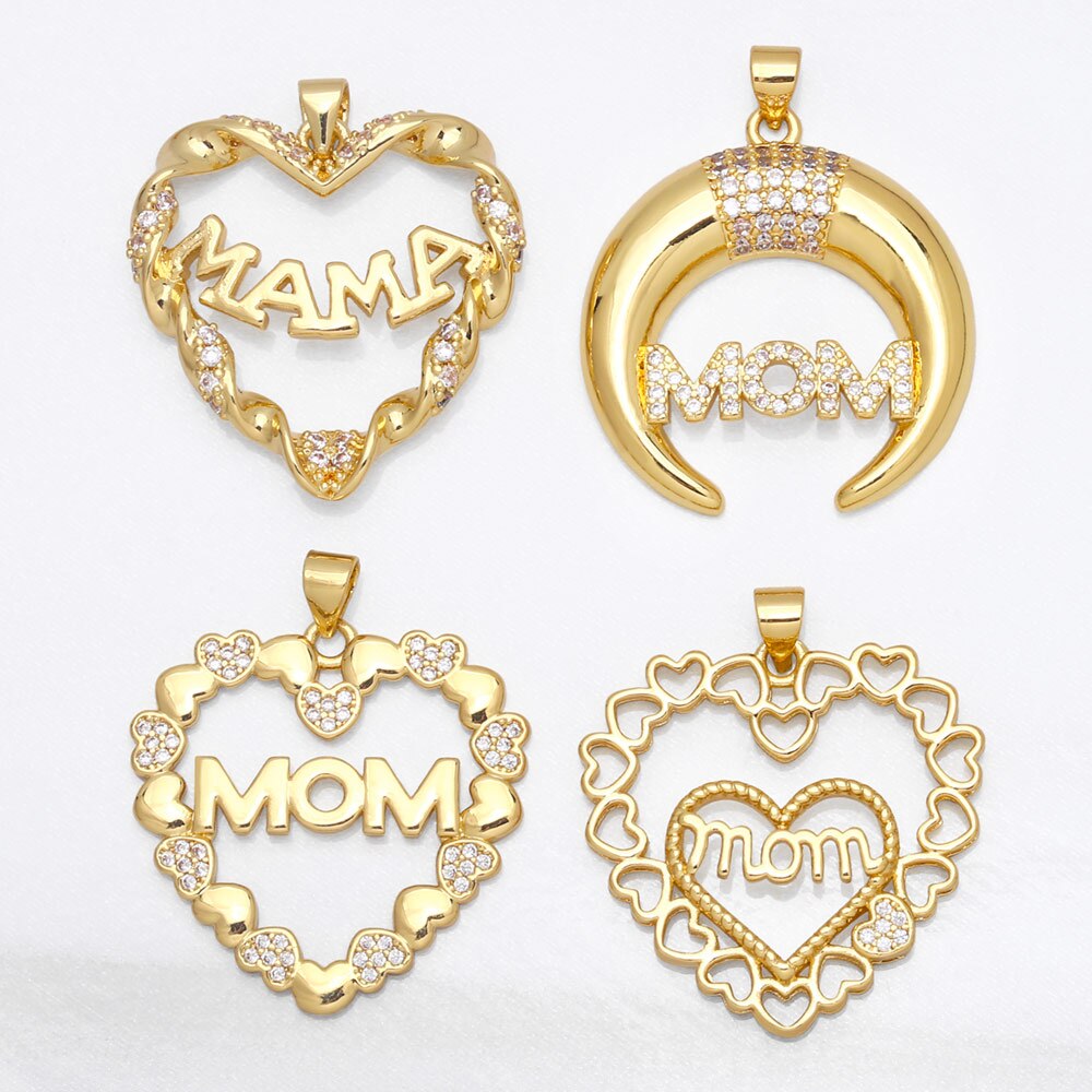 Ocesrio mother's day pendants for jewelry making, gold-plated copper zircon jewelry craft supplies pdta 625