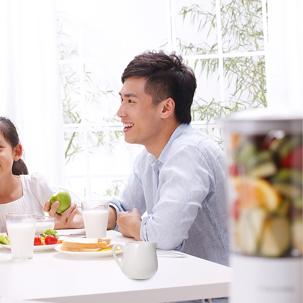 4Pcs Coffee Syrup Dispenser Ceramic Creamer Container Pot with Handle (White)