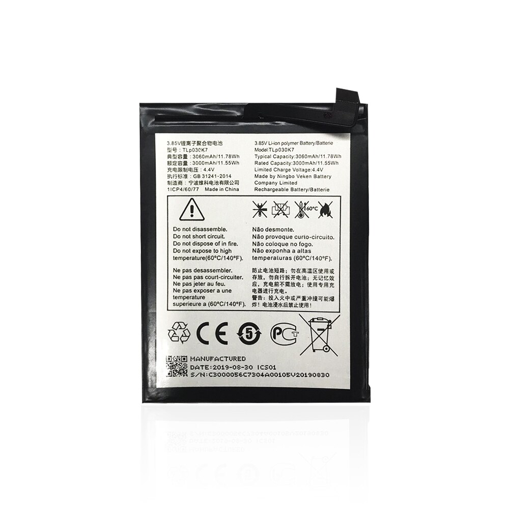 Batteria interna per smartphone compatibile per Alcatel 1S (5024D) (3.8V, 3060 mAh, TLP030K7)