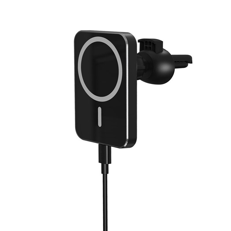 For Macsafe Charger Car 15W Fast Magnetic Wireless Charger For iPhone 13 12 Pro Max Mini Macsafing Car Mount carregador sem fio: Black