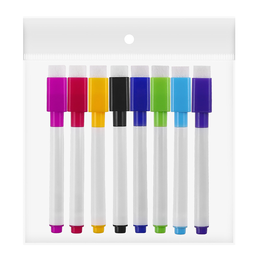 8 kleuren whiteboard droge markers wissen kleine pen magneet tekening gekleurde pennen voor kinderen marker uitwisbare pennen veeg magnetische pennen: WHITE